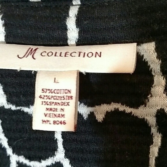 JM collection L large black white top Blazer jacket top animal print jacket - Picture 7 of 7